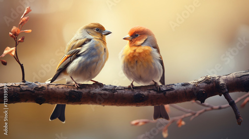 A couple of small finch birds