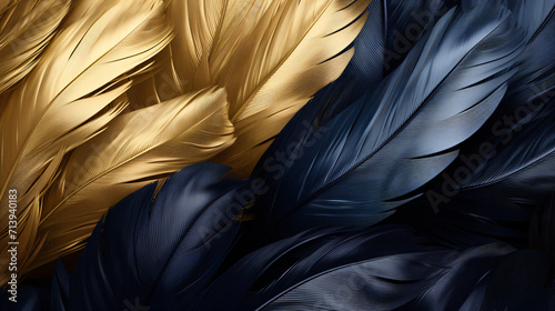 Abstract background black and gold feathers texture © Rimsha