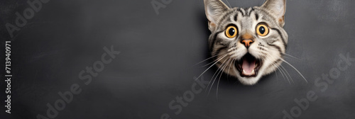 Photo of confused cat with gray blank text space