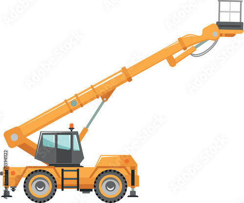 Aerial Work Platform Bucket Truck Icon in Flat Style. Vector Illustration