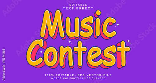 Editable text style effect - Music Contest text style theme.