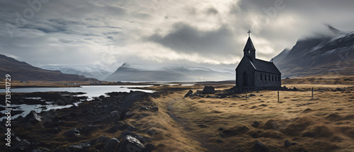 Buoakirkja Black Church in western region of Iceland