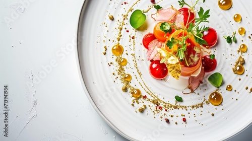 Fototapeta Naklejka Na Ścianę i Meble -  The Art of Gastronomy: Exquisite Salmon with Edible Gold