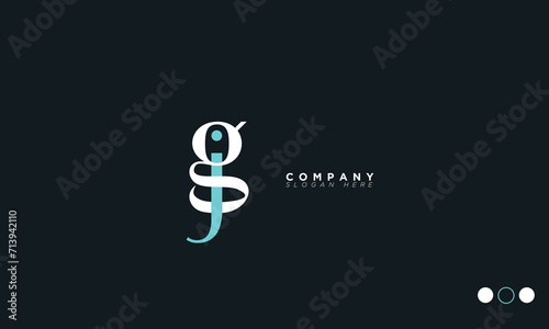  GJ Alphabet letters Initials Monogram logo JG, G and J