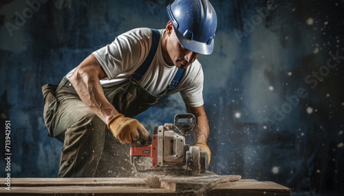 Photo of male worker using hammer