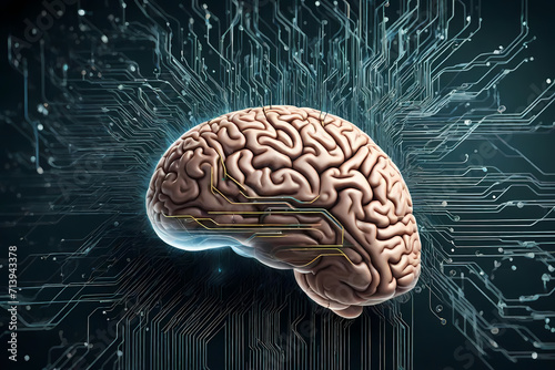 Merge of AI and Human brain concept