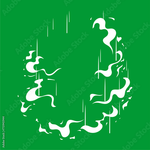 Vector template image of smoke that circles or envelops an object on a green background that can be edited as desired