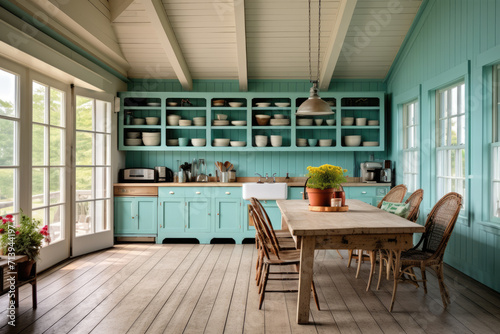 Photo of vintage farmhouse kitchen interior