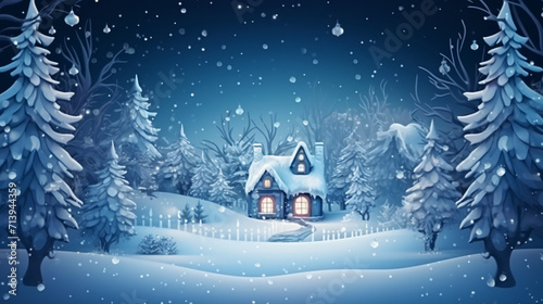 Fairytale Christmas house in winter forest © Rimsha