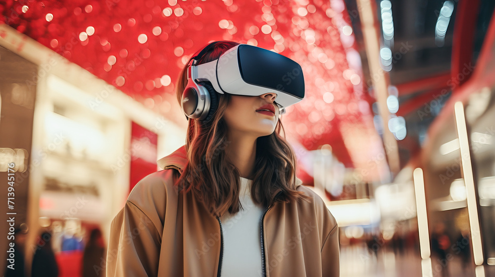 Virtual Reality Shopping: Futuristic Experience with VR Headset and Credit Card