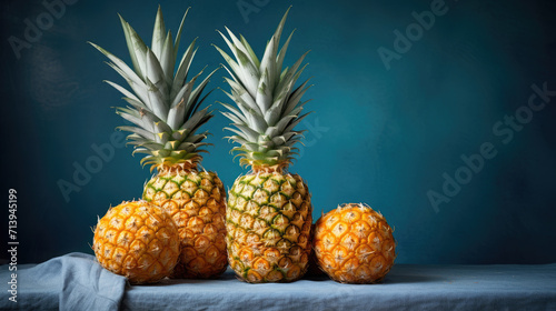 Pineapples in front of colorful background