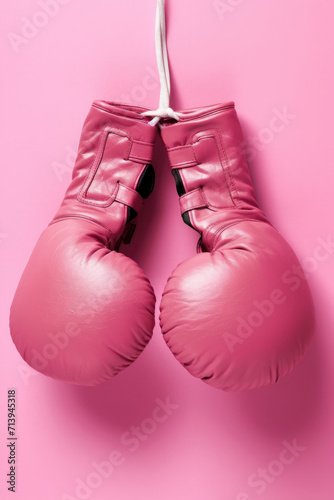 Pink boxing gloves on a pink background © LFK