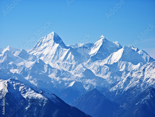 A breathtaking view of snow-capped mountain peaks in a raw and natural style  version 52.