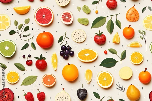 watercolor fruits seamless pattern background