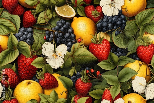 watercolor fruits seamless pattern background photo