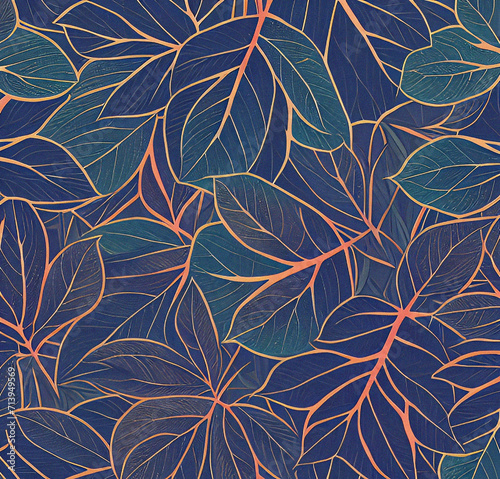  Background with leaves. Colorful illustration. Green floral pattern. Flyer, card design. Nature, vintage backdrop. Decoration wallpaper. Natural template. © SuFiSa