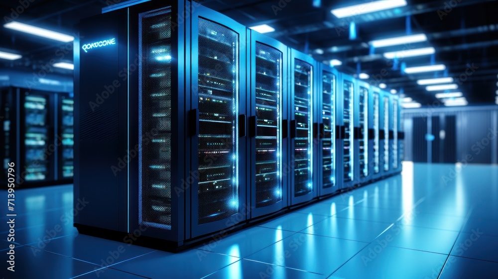 Data center's server room designed for backup, mining, hosting, mainframes, and computer racks with storage information. Data center's server room designed for backup, mining, hosting, mainframes, and computer racks with storage information.