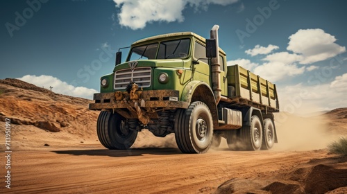 Truck off road in the desert.