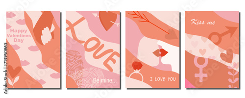A set of postcards for Valentine's Day. Bright and unusual postcards