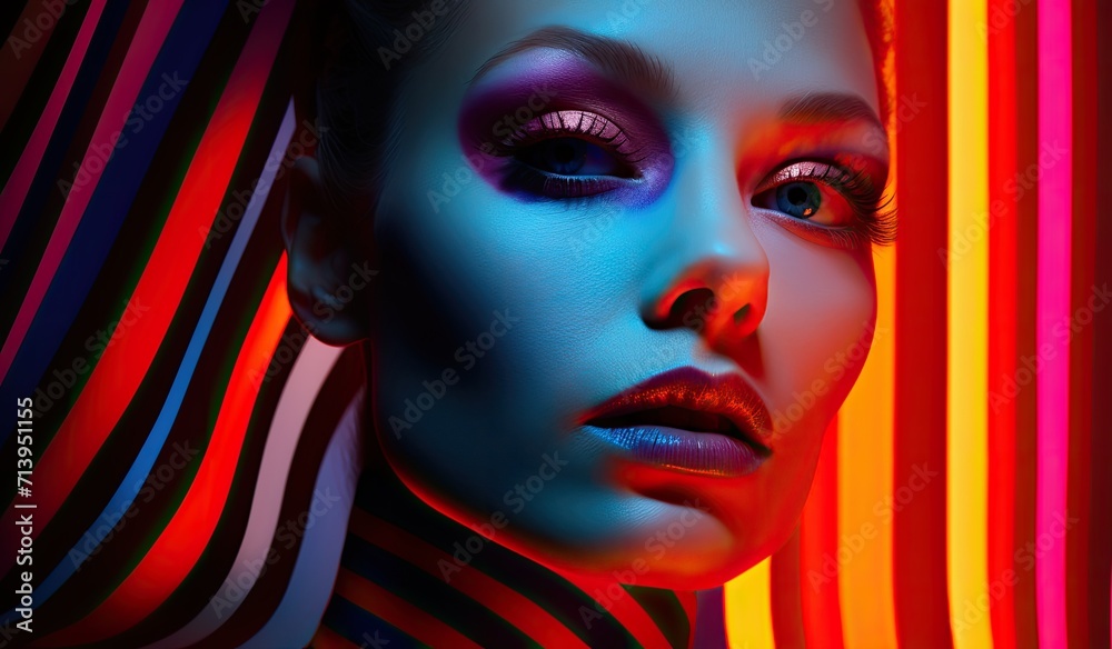 A neon noir portrait that captures the essence of a futuristic femme fatale. A neon noir portrait that captures the essence of a futuristic femme fatale.