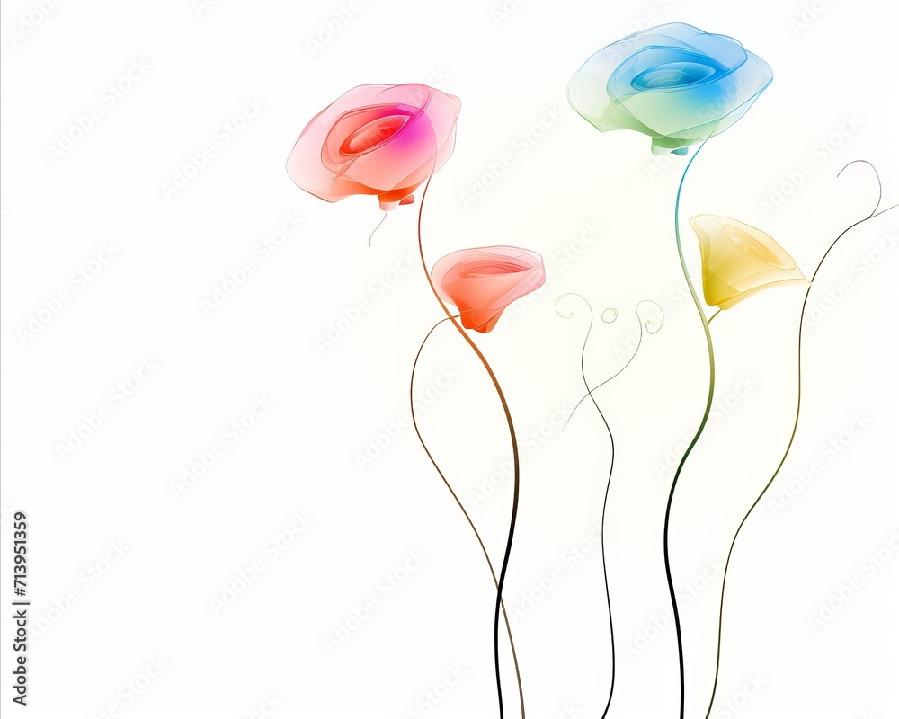 Vibrant floral minimalism. contemporary flower with fluorescent lines on white background.