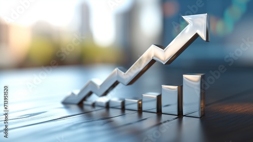 A stylized arrow of an upward-pointing arrows symbolizing business development, growth, and dynamic success in a corporate or financial context.