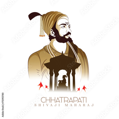 Chhatrapati Shivaji Maharaj Jayanti, [Chhatrapati Shivaji Maharaj birthday] Indian Maratha warrior king, with calligraphy photo