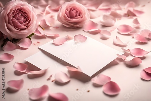 A breathtaking view of a serene environment adorned with a delicate layer of pink petals, gently placed on a cards background, creating a picturesque and calming setting.