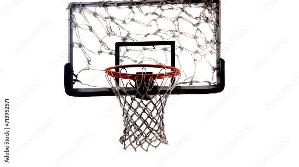 Closeup of male hand drawing basketball goal and ball on black board. basketball hoop on white background.