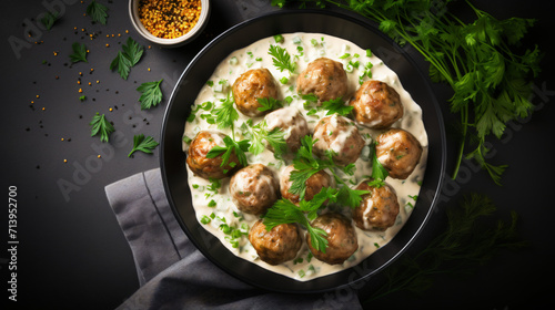 Traditional Swedish meatballs in a bowl