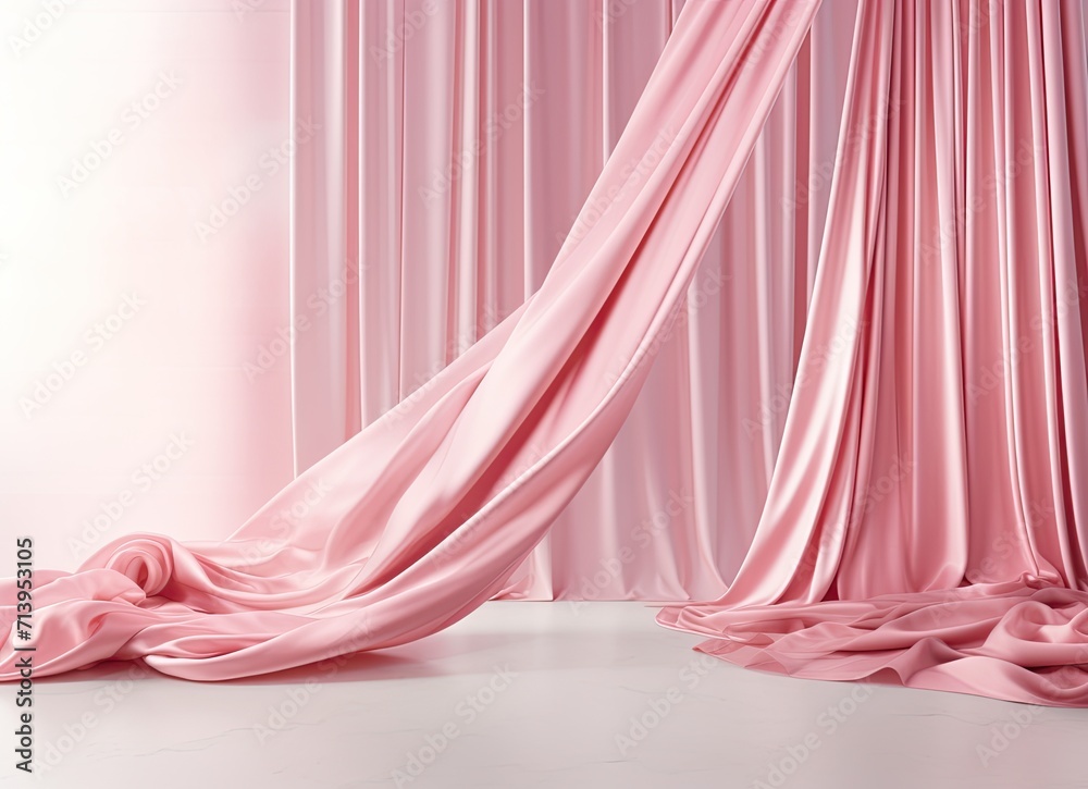 A gentle and delicate pink curtain, adding a soft touch to the decor.