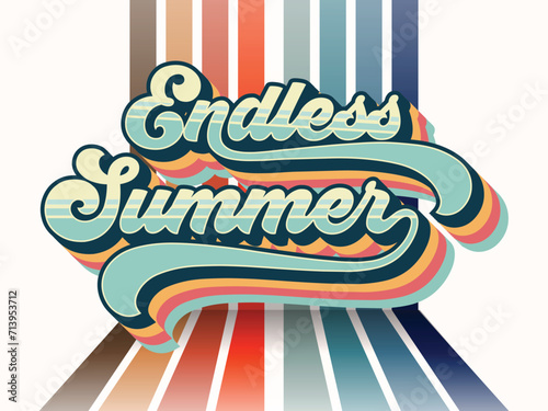 Endless summer. Vintage retro text effect, logo, t-shirt design.