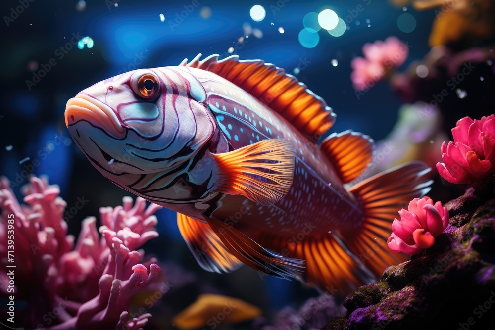 Colorful exotic fish at the bottom of the ocean Colorful exotic fish at the bottom of the ocean
