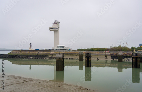 Control tower at the entrance to the port of Honfleur, Normandy, France © smartin69