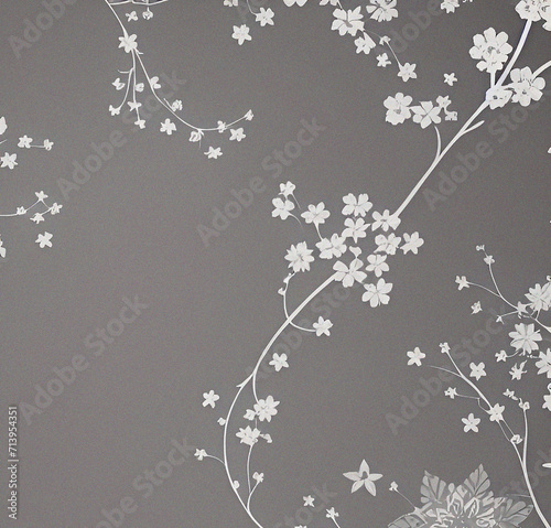 abstract floral background with place for text. Black and white backdrop. Flyer, card design with empty copy space. Minimalist wallpaper. Empty template design 