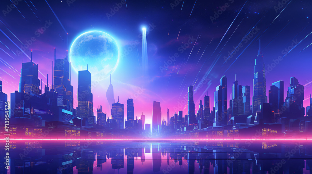 3d illustration of a cyberspace cityscape