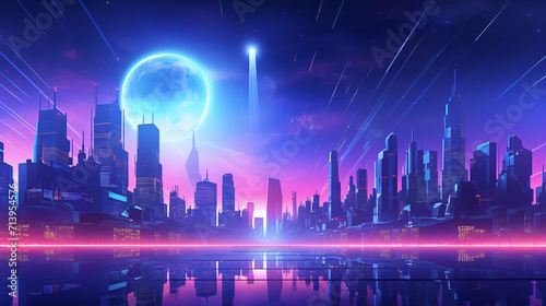 3d illustration of a cyberspace cityscape