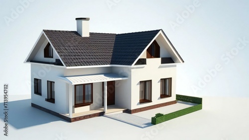 3d house model rendering on white background, 3D illustration modern cozy house. Concept for real estate or property. © Samsul Alam