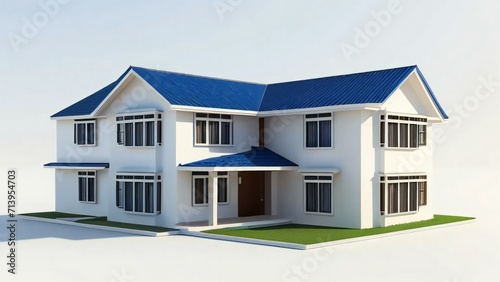 3d house model rendering on white background, 3D illustration modern cozy house. Concept for real estate or property. © Samsul Alam