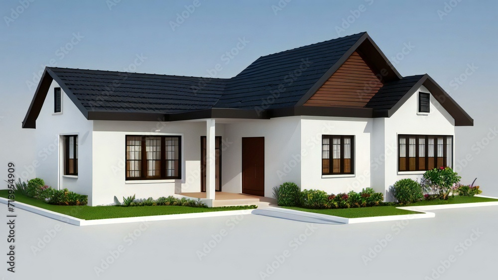 3d render of a modern house on white background, Concept for real estate or property