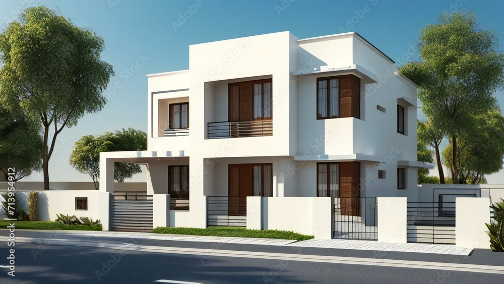 3d render of a modern house on white background, Concept for real estate or property