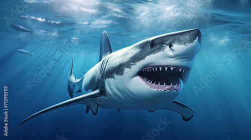 3d illustration of a great white shark