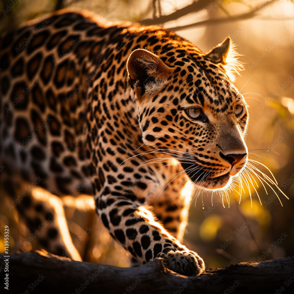 Close up photo of a leopard. Big scary cat in the wild Close up photo of a leopard. Big scary cat in the wild
