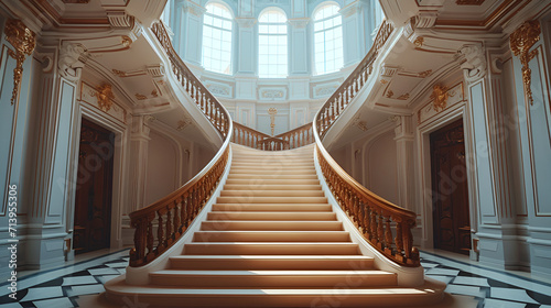 A Grand Staircase with Elegant Railings and New Treads  generative ai