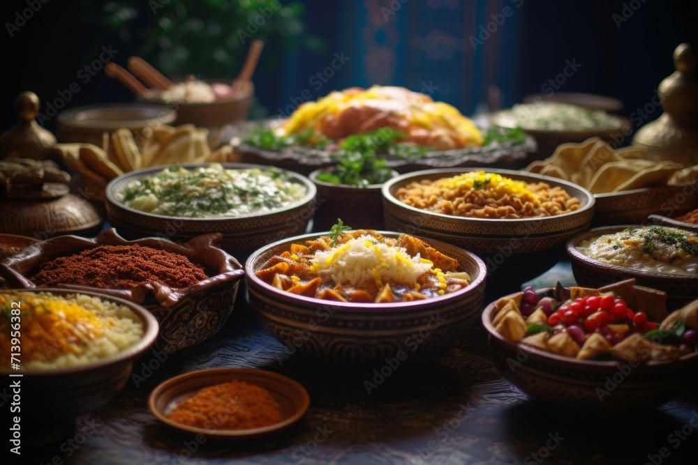 Close up on appetizing ramadan meal Close up on appetizing ramadan meal