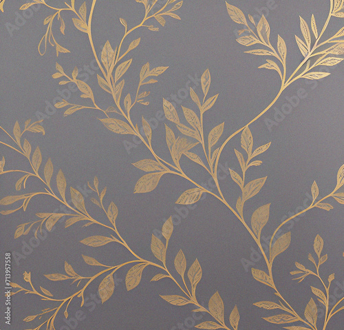Golden floral background. Elegant design backdrop. Decoration wallpaper. Minimalist template design. 