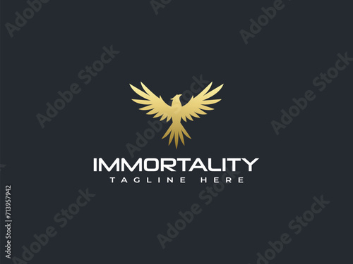 phoenix logo vector illustration. gold phoenix bird logo template