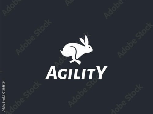 rabbit logo vector illustration. running rabbit logo template photo