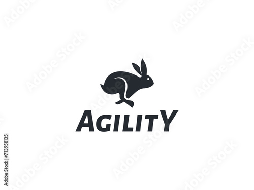 rabbit logo vector illustration. running rabbit logo template