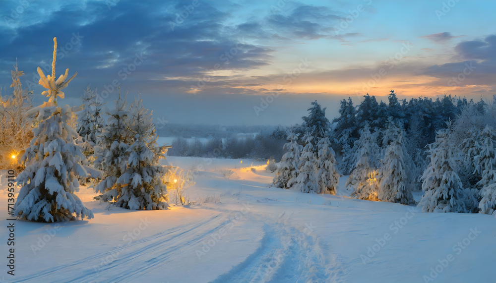 winter landscape with snow